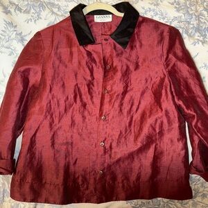 Ganni Red Blazer with Black Collar